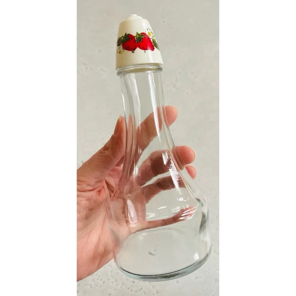Vintage Gemco Oil & Vinegar Cruet Set Table Toppers Strawberry Dressing Salt 3pc